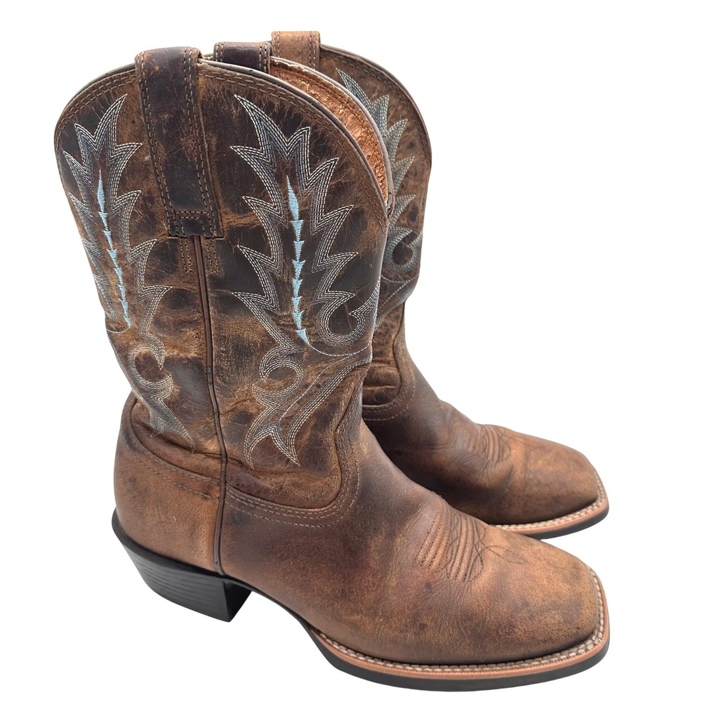 Ariat Sport Outfitter Western Boots Mens Distressed Brown Leather Square Toe 8D